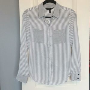 White button-up with black stripes from WHBM